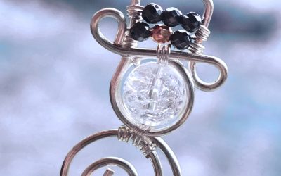 Crackled Quartz Snowman Necklace | Winter Jewelry Gift
