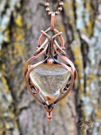 Rutilated Quartz Copper Encased Necklace Fifth Energy Jewelry